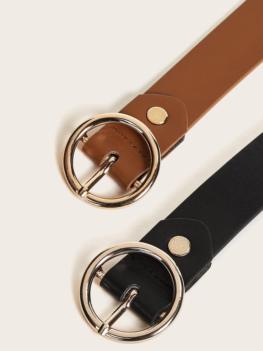 2pcs Eyelet Decor O-ring Buckle Belt