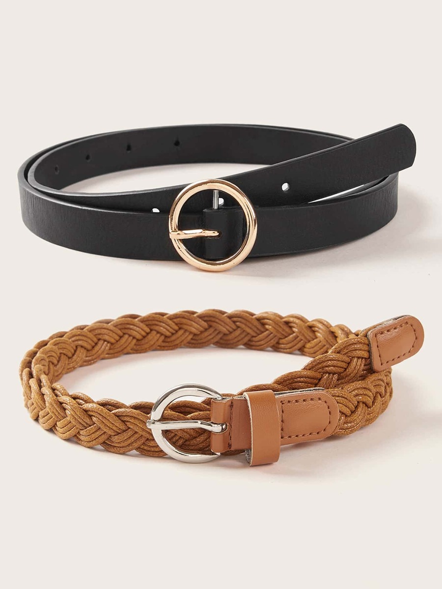 2pcs Braided O-ring Buckle Belt