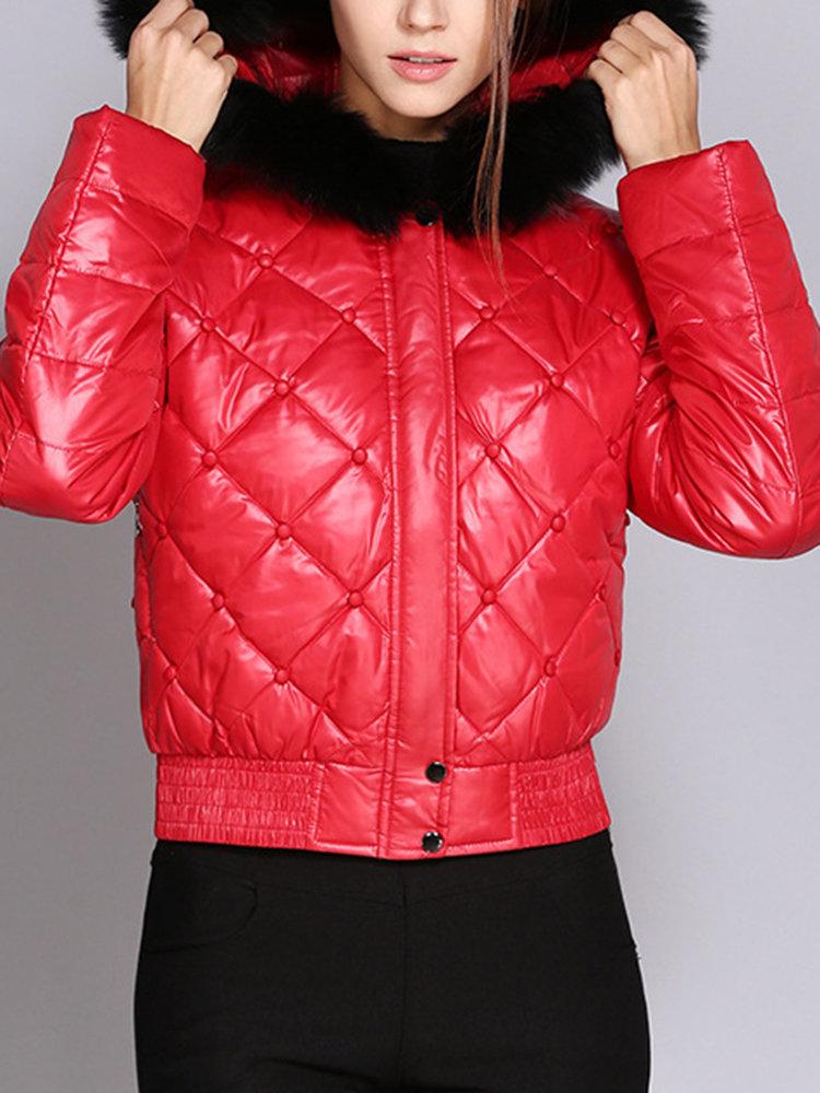 Faux Fur Hooded Short Down Coat