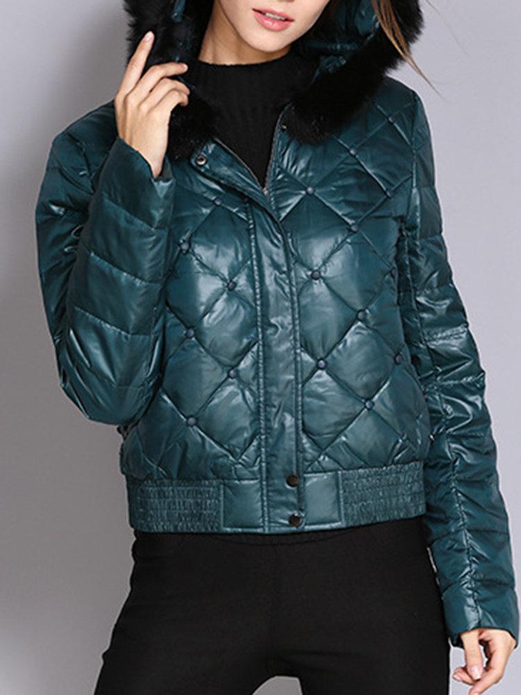 Faux Fur Hooded Short Down Coat