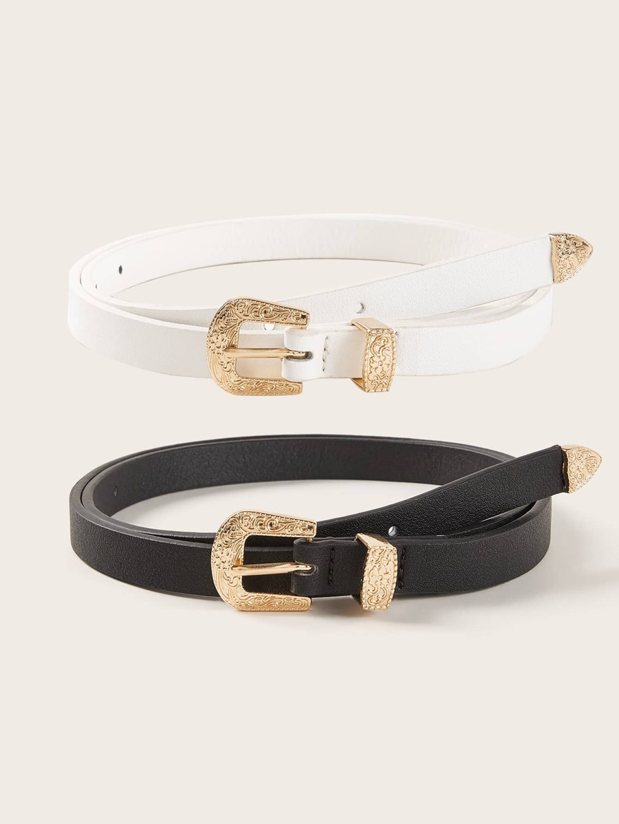 2pcs Western Buckle Belt