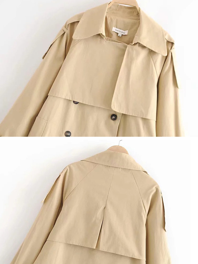 Turn Down Collar Solid Color Trench Coat