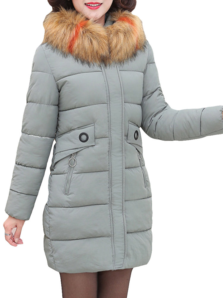 Hooded Fur Collar Thicken Warm Coat