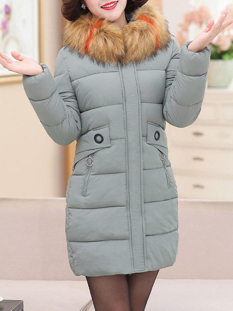 Hooded Fur Collar Thicken Warm Coat