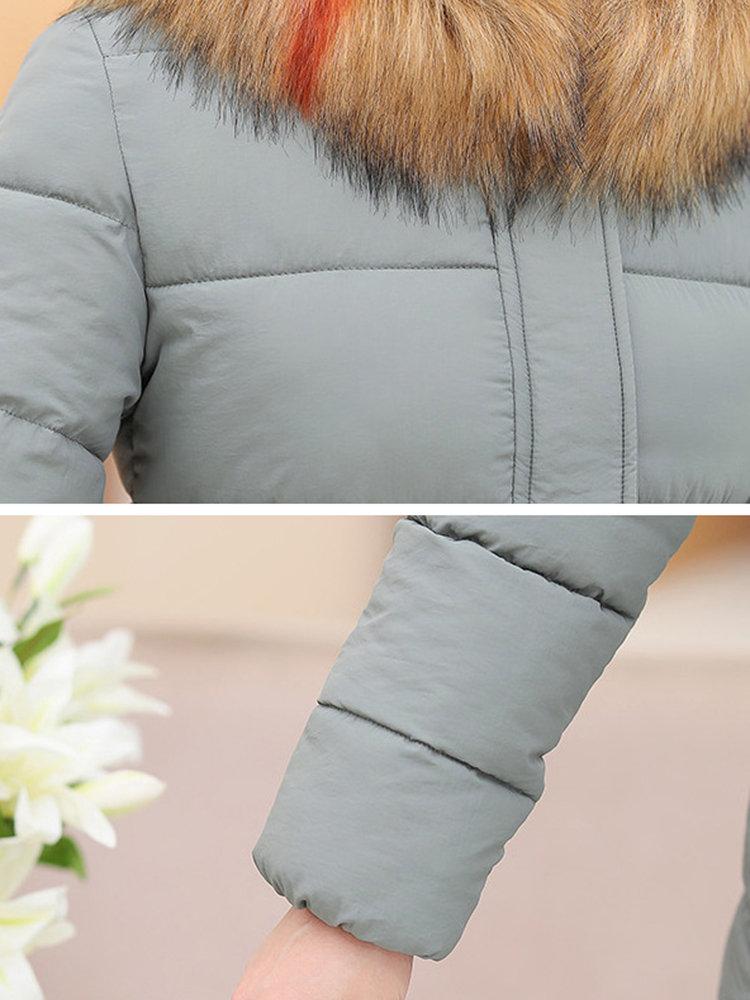 Hooded Fur Collar Thicken Warm Coat