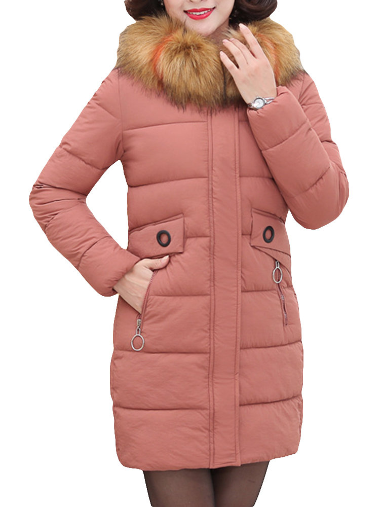 Hooded Fur Collar Thicken Warm Coat