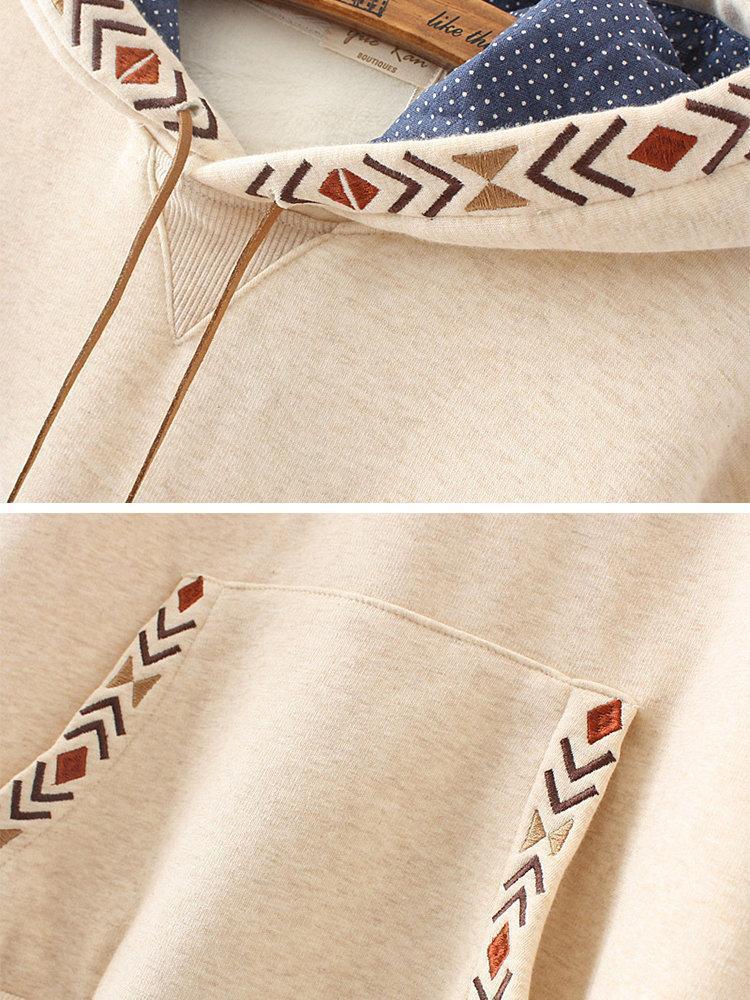 Embroidered Patchwork Tassels Long Sleeve Hoodies