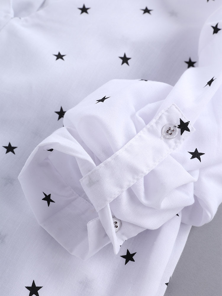 Star Printing 3/4 Sleeve V-Neck Irregular Loose Shirts