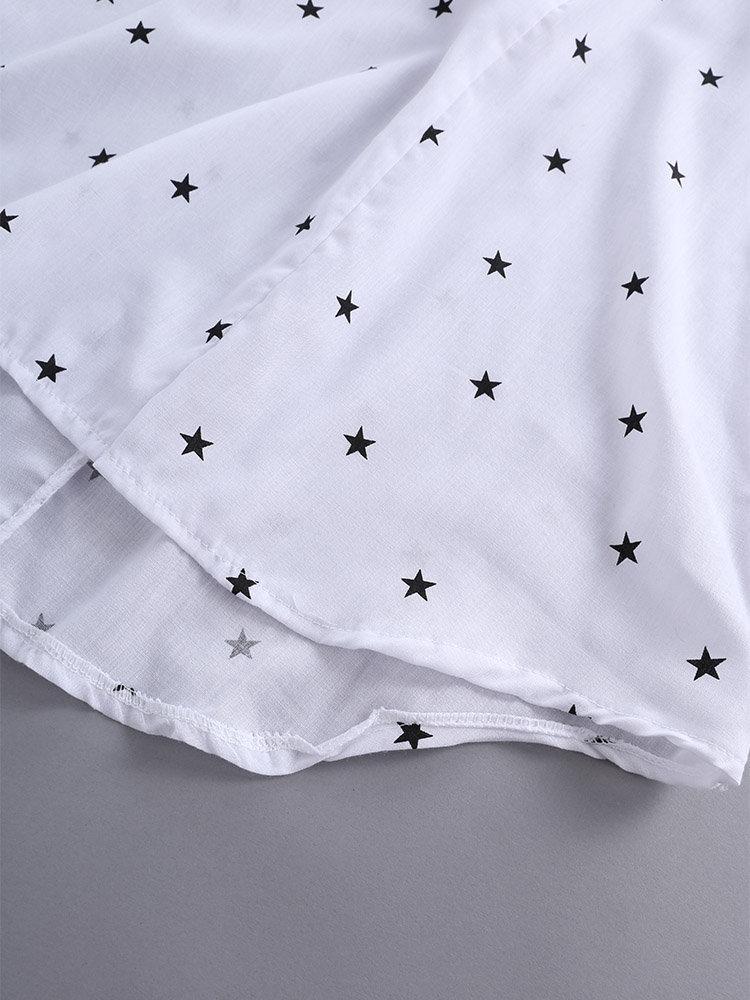 Star Printing 3/4 Sleeve V-Neck Irregular Loose Shirts