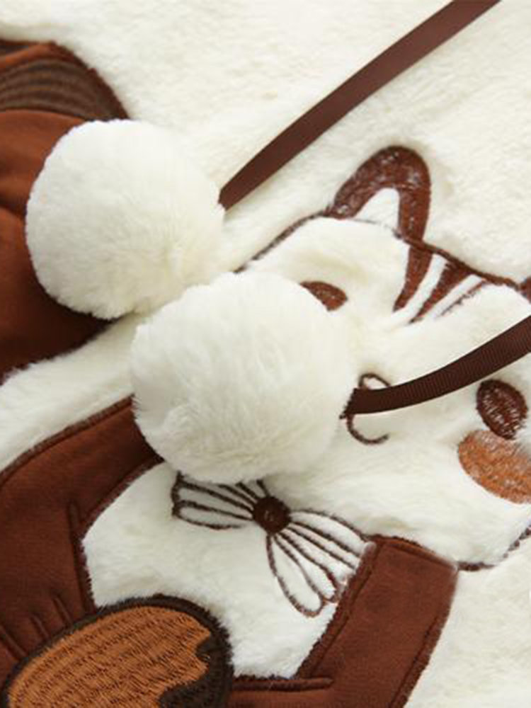 Casual Squirrel Pattern Embroidery Ears Hooded Women Hoodies