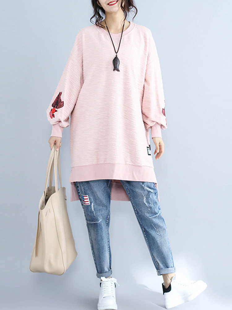 Casual Women Long Sleeve Embroidery Sweatshirts