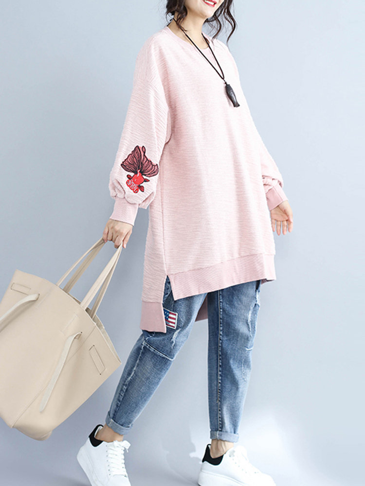 Casual Women Long Sleeve Embroidery Sweatshirts